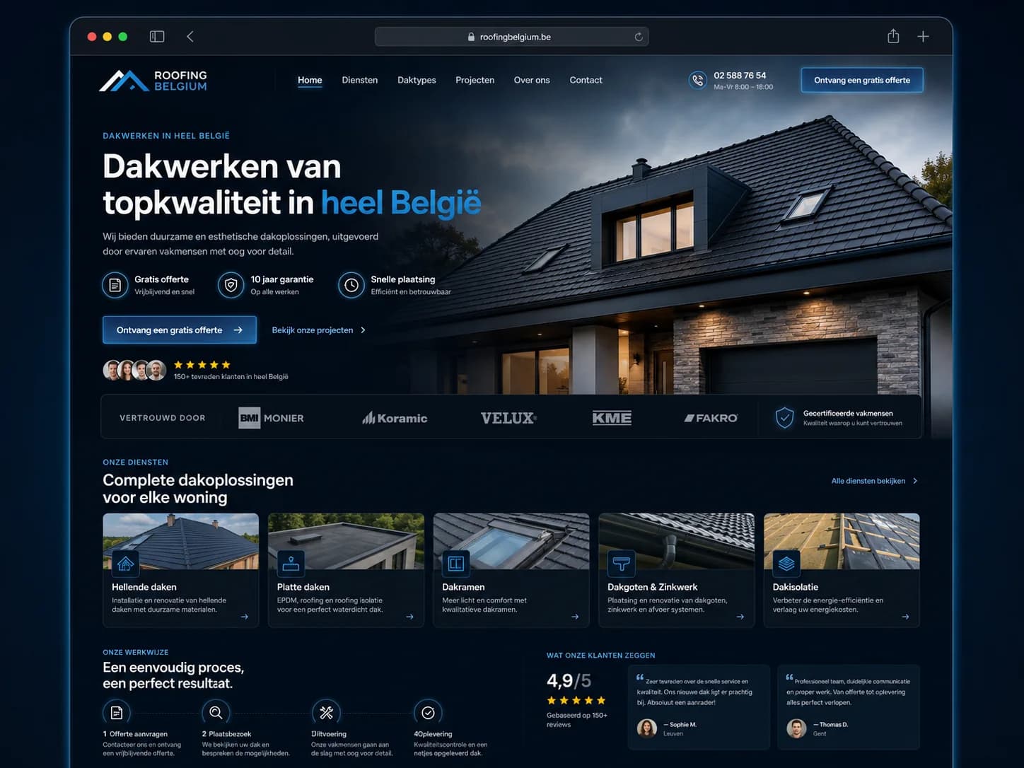 Belgian Roofing: A conversion-first local-service website built around trust, urgent roofing needs and a direct enquiry path.
